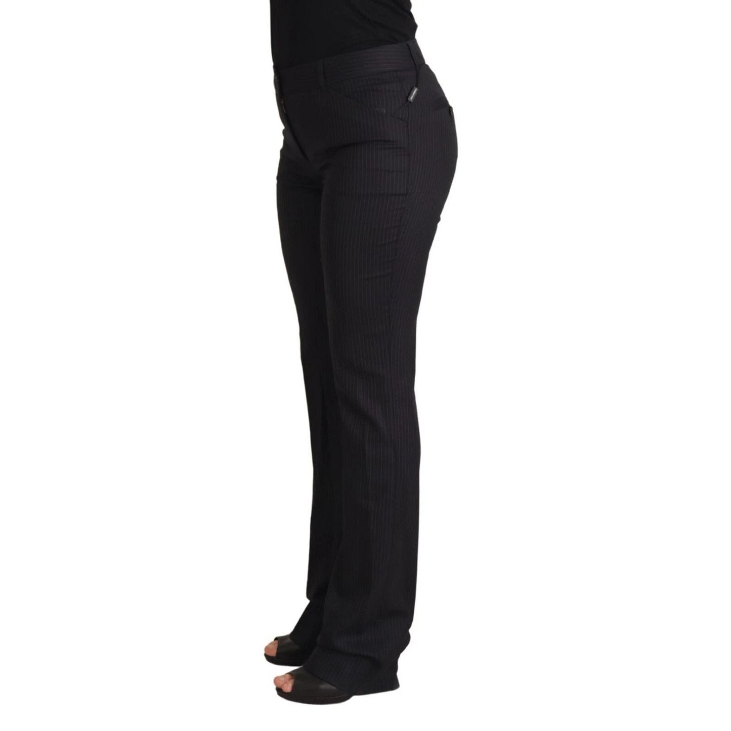 Dolce & Gabbana Black Stripes Mid Waist Trouser Pants PAN73096-42