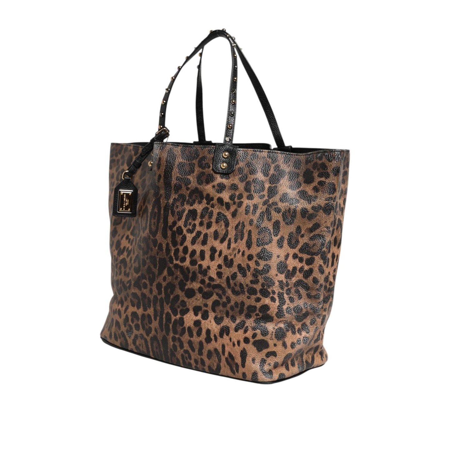 Dolce & Gabbana Brown Leopard BEATRICE Leather Logo Plaque Tote Bag BAG4632
