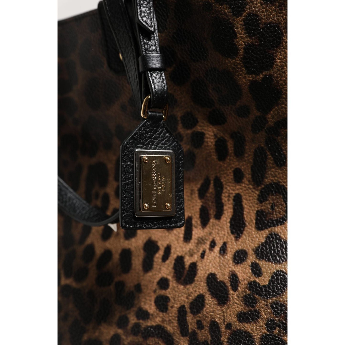 Dolce & Gabbana Brown Leopard BEATRICE Leather Logo Plaque Tote Bag BAG4632