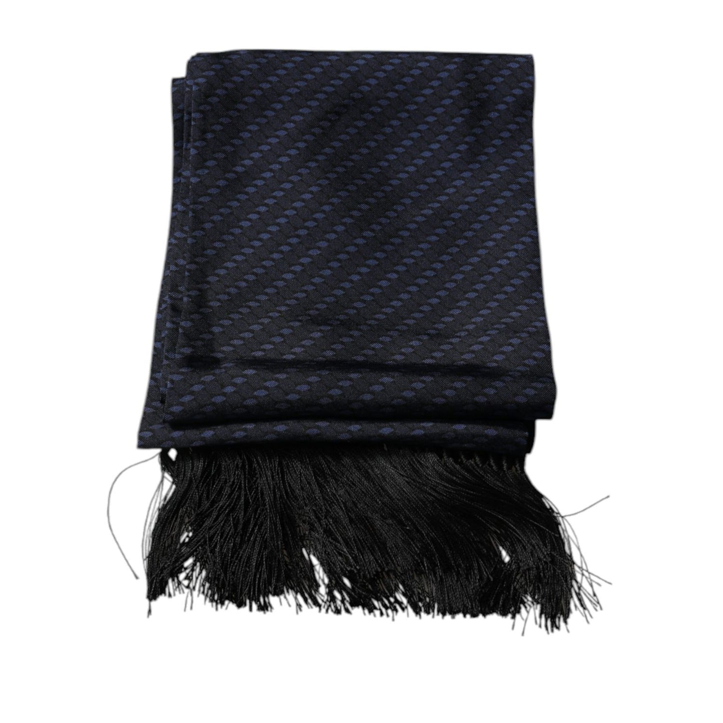 Dolce & Gabbana Dark Blue Fantasy Fringes Neck Wrap Scarf