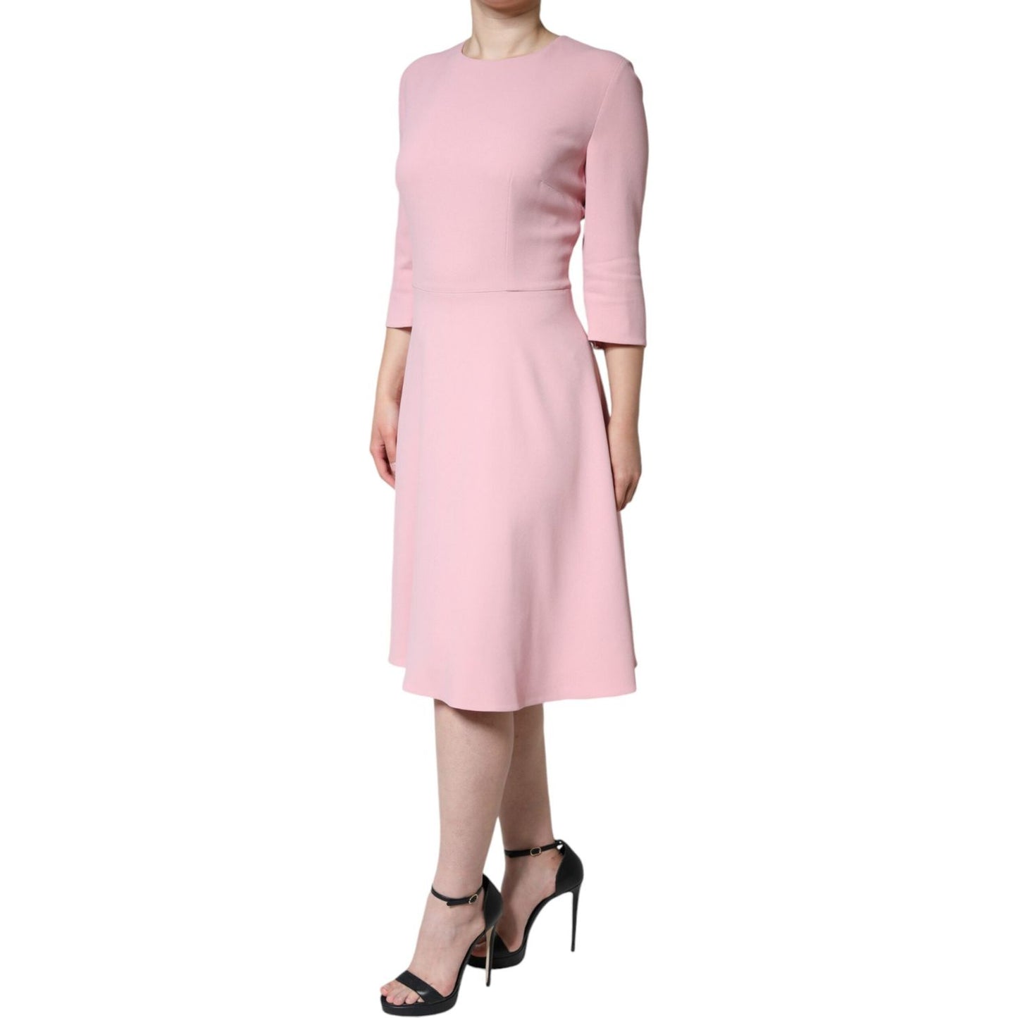 Dolce & Gabbana Pink A-line Viscose 3/4 Sleeves Dress DR281251-50