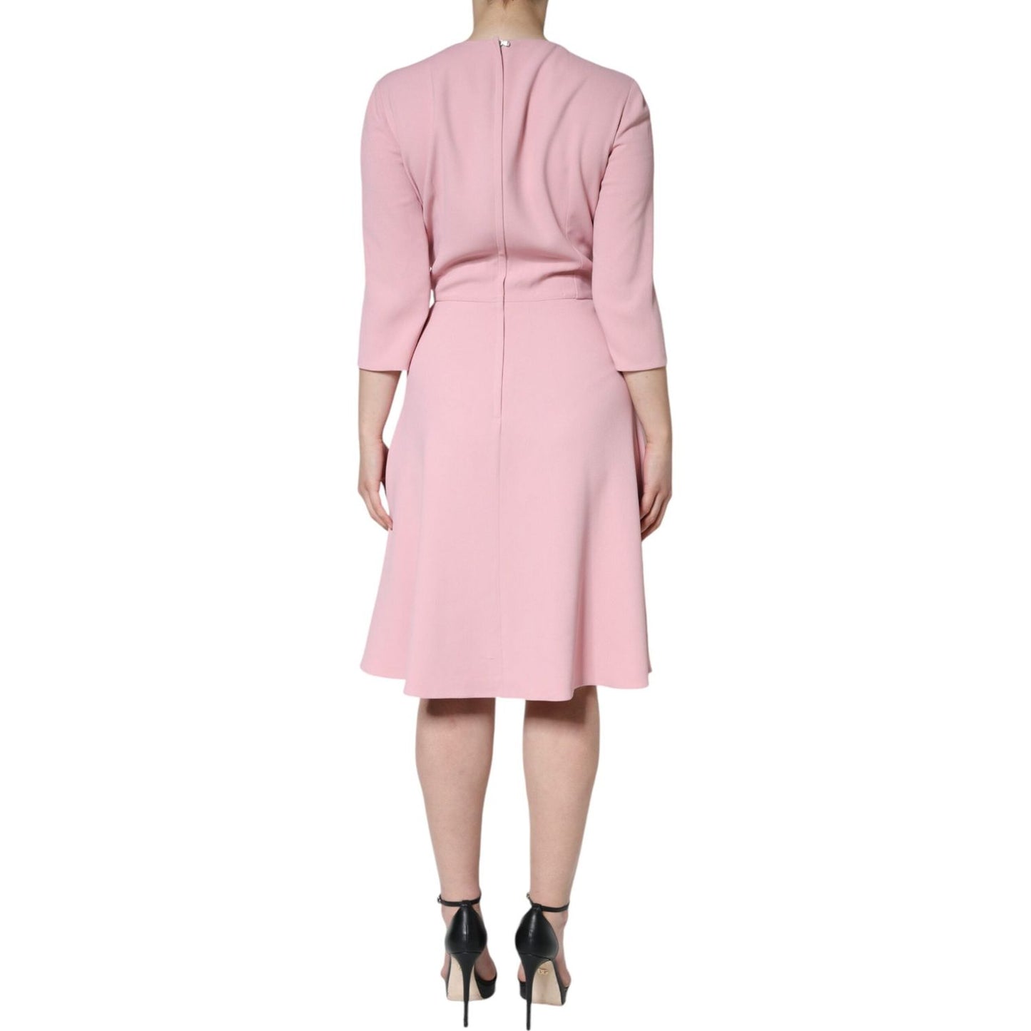 Dolce & Gabbana Pink A-line Viscose 3/4 Sleeves Dress DR281251-50