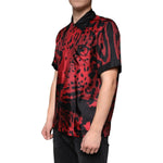 Dolce & Gabbana Red Leopard Silk Button Down Casual Shirt TSH84210-37