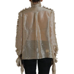 Dolce & Gabbana Gold Ascot Collar Ruffles Blouse Top TSH852006-46