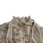 Dolce & Gabbana Gold Ascot Collar Ruffles Blouse Top TSH852006-46