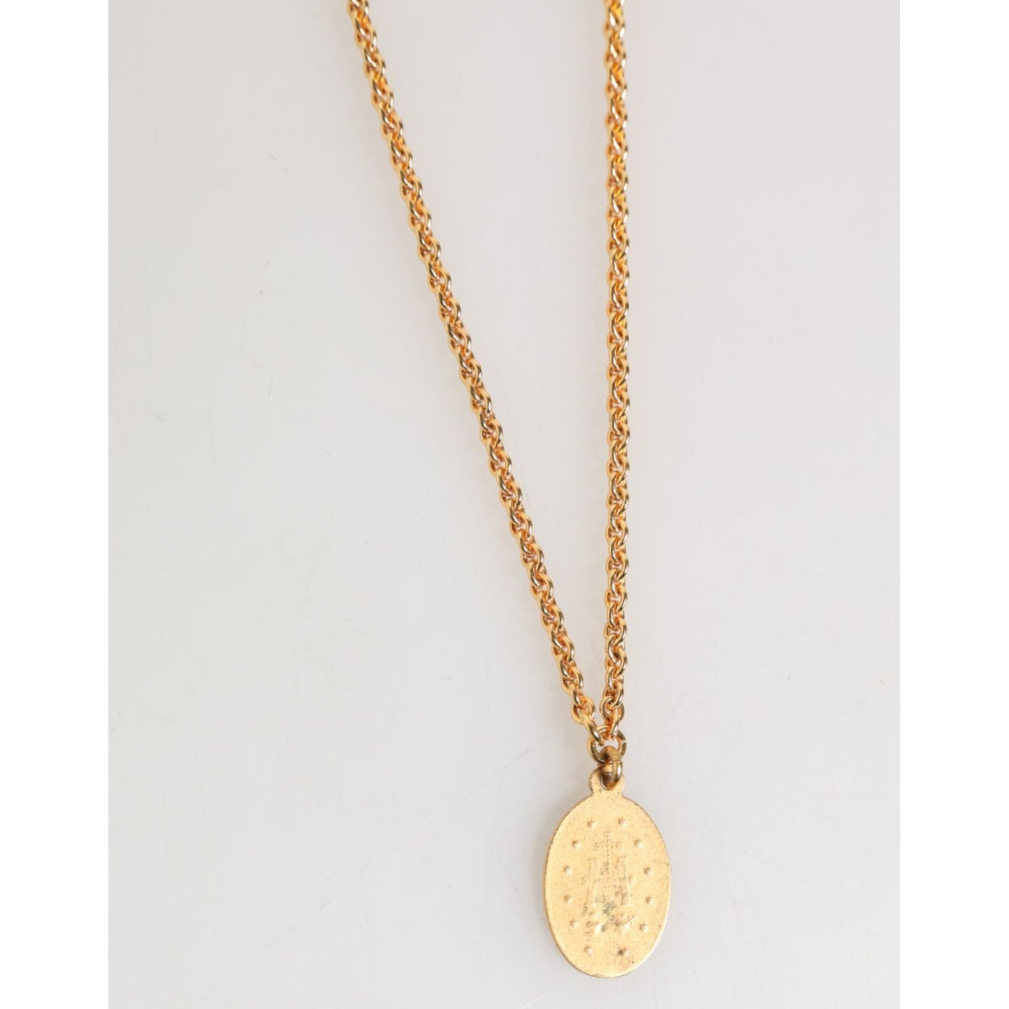 Dolce & Gabbana Gold Medallion Metal Chain Charm Men Pendant Necklace