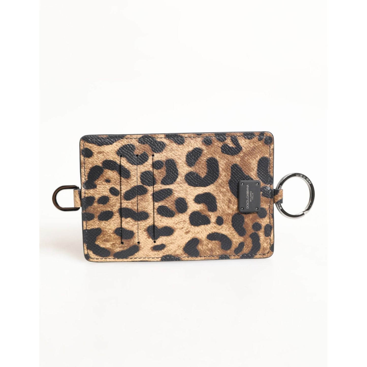 Dolce & Gabbana Leopard Print Leather Embossed Lanyard Card Holder Wallet SMY11208