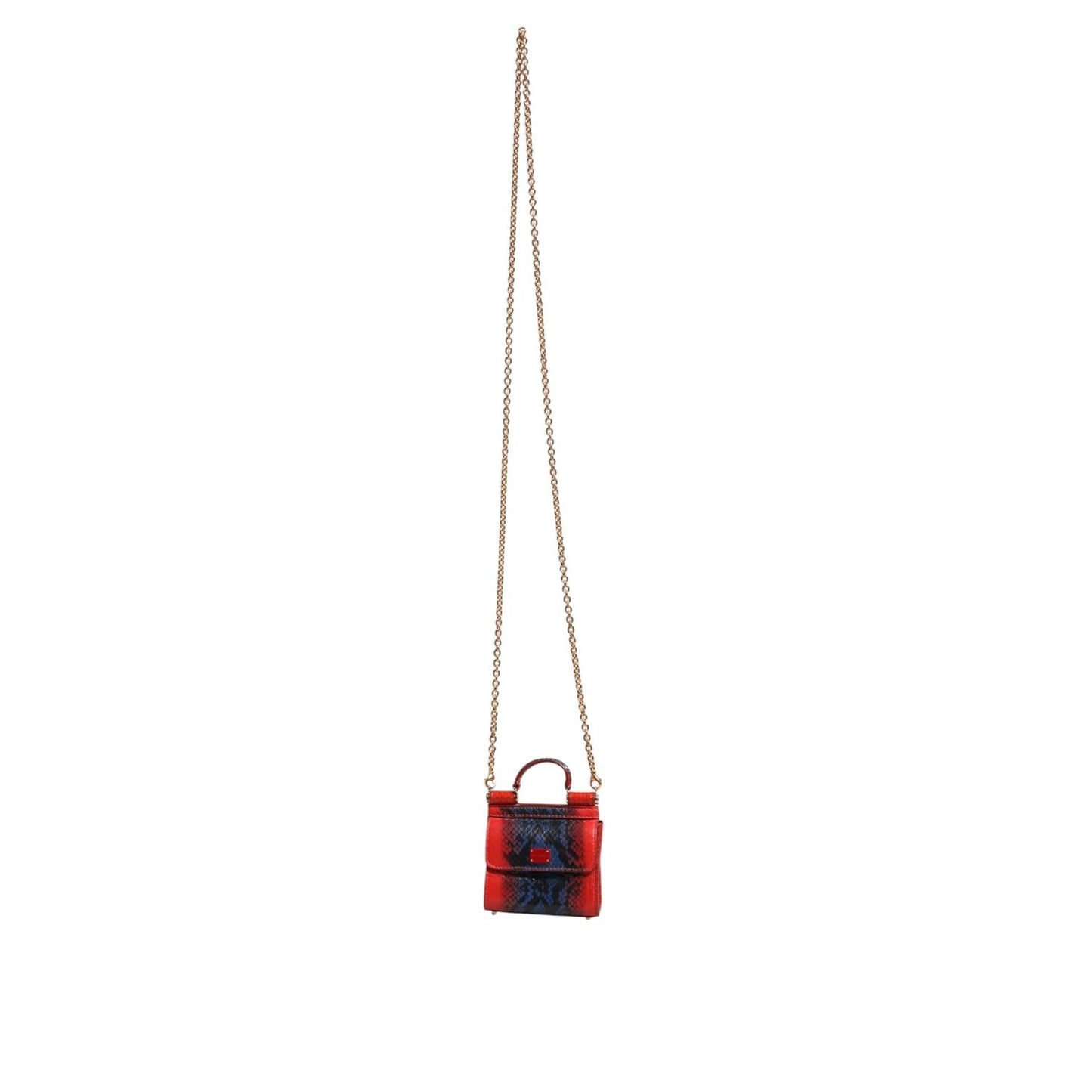 Dolce & Gabbana Red Blue Leather Sicily Crossbody Chain SatchelBorse Bag BAG4671
