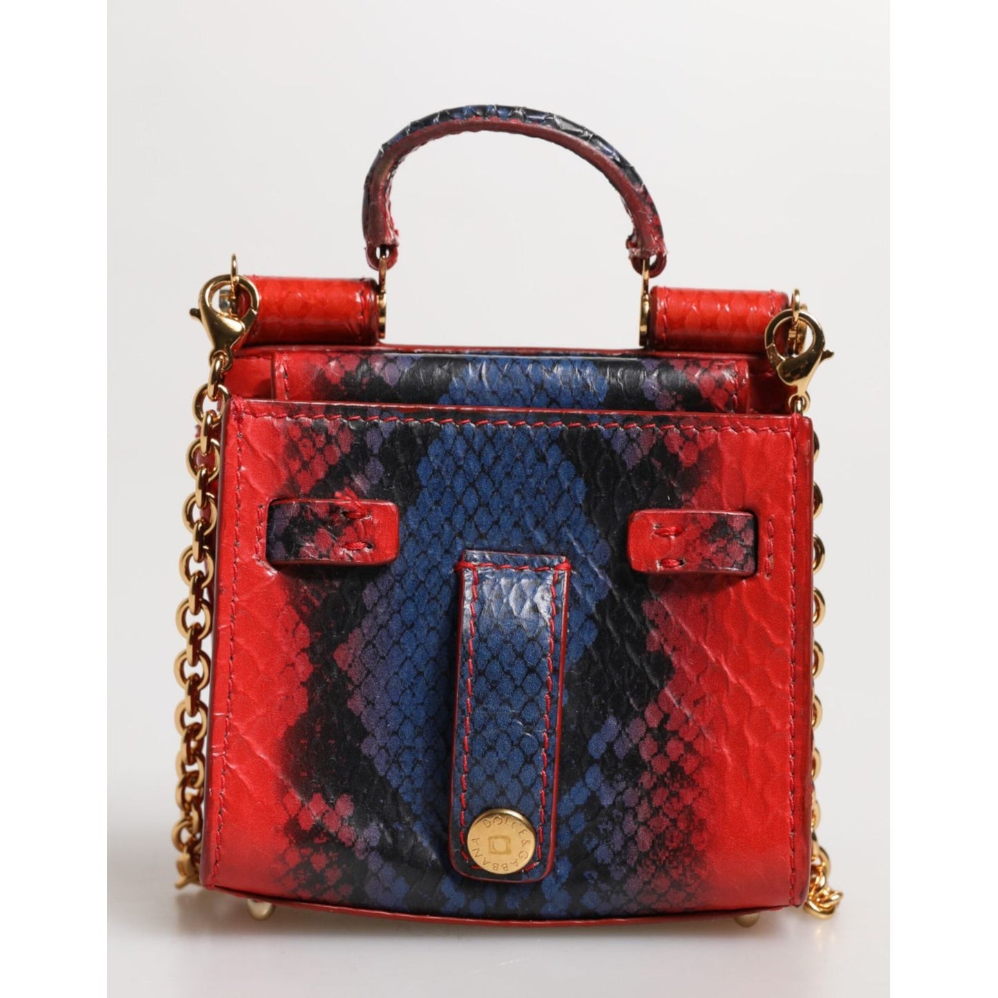 Dolce & Gabbana Red Blue Leather Sicily Crossbody Chain SatchelBorse Bag BAG4671