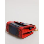 Dolce & Gabbana Red Blue Leather Sicily Crossbody Chain SatchelBorse Bag BAG4671