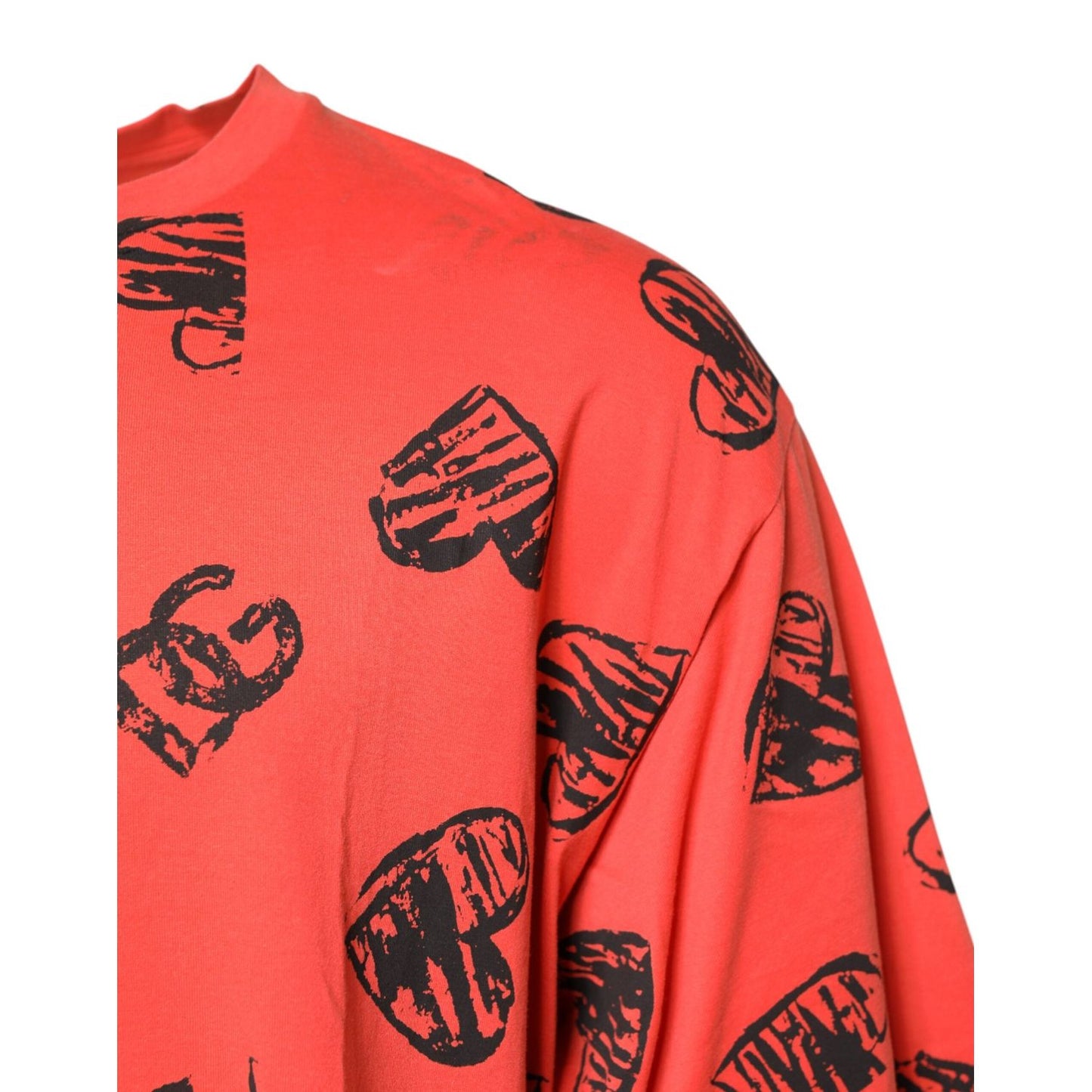 Dolce & Gabbana Red Cotton Short Sleeve DG Heart Logo T-shirt TSH90341-50