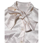 Dolce & Gabbana White Ascot Collar Long Sleeve Blouse Top TSH86553-36