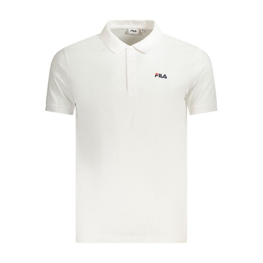 Fila White Cotton Men Polo Shirt with Fila embroidery and 3-button placket for stylish casual wear.