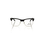 Frankie Morello Black Metallic Unisex Eyeglass Frame with sleek acetate and metal design, ideal for fashion-forward style seekers.