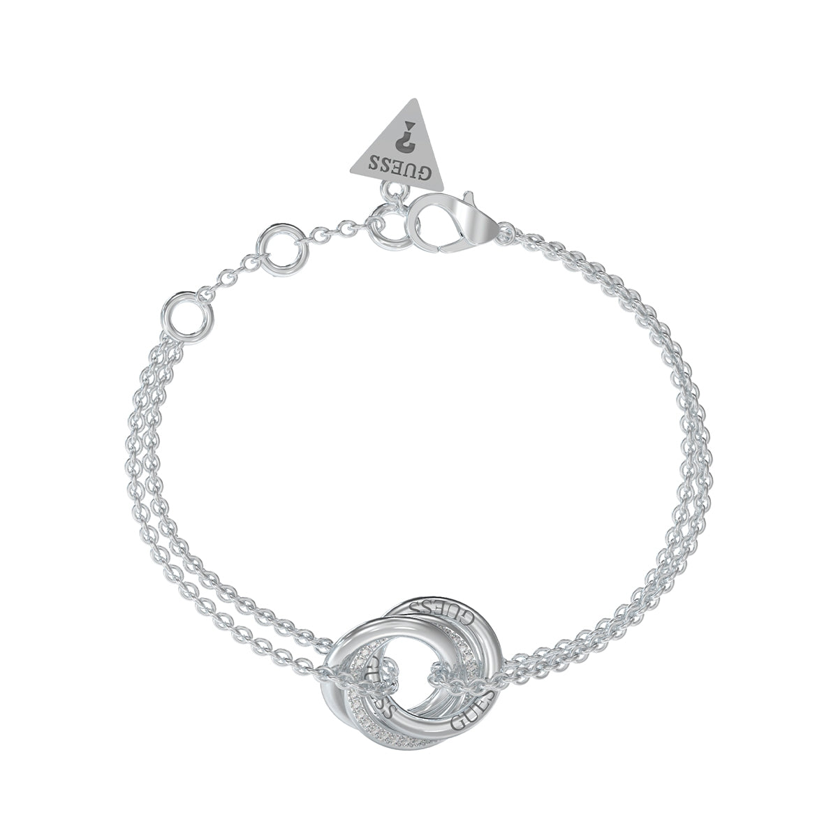 GUESS JEWELS JEWELRY Mod. JUBB04063JWRHS silver bracelet with interlocking rings and chain design