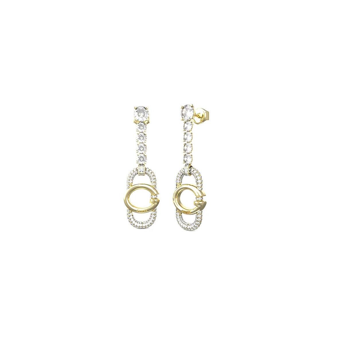 GUESS JEWELS JEWELRY Mod. JUBE04507JWYGT-U gold and crystal drop earrings