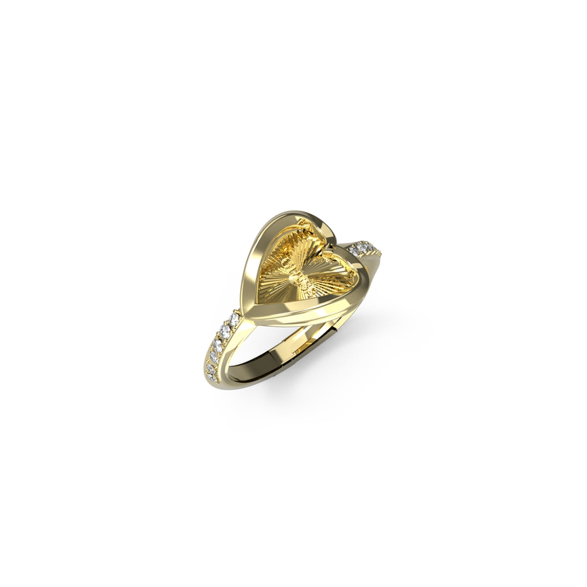 Heart-shaped gold ring with diamonds, GUESS JEWELS JEWELRY Mod. JUBR04614JWYG52