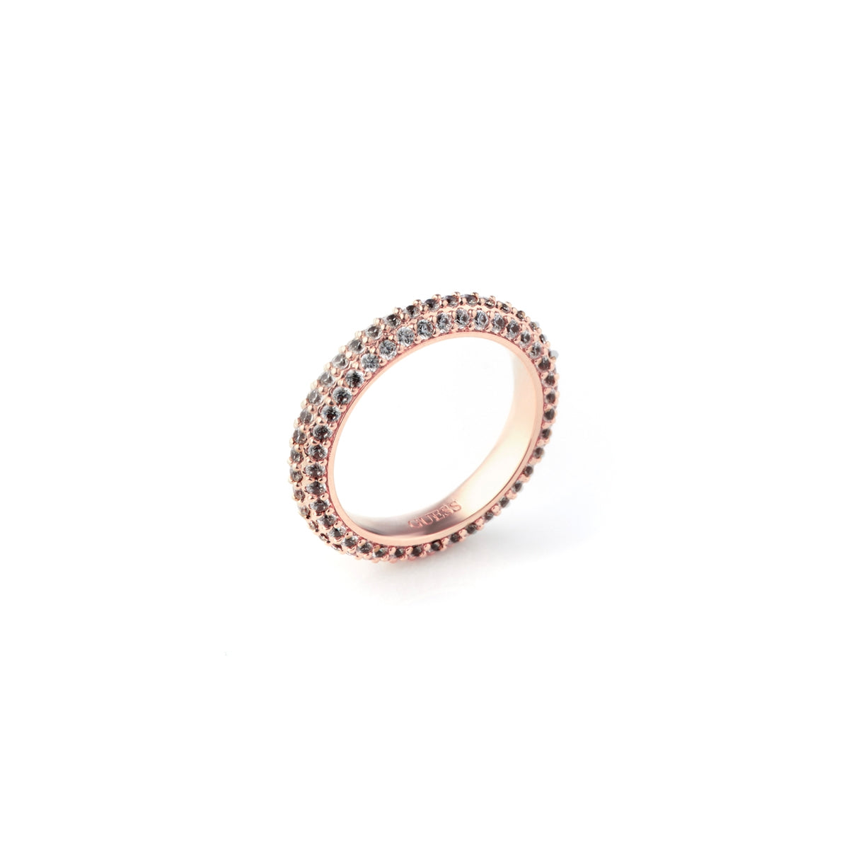GUESS JEWELS JEWELRY Mod. JUBR04672JWRGBK56, elegant rose gold ring with sparkling stones.