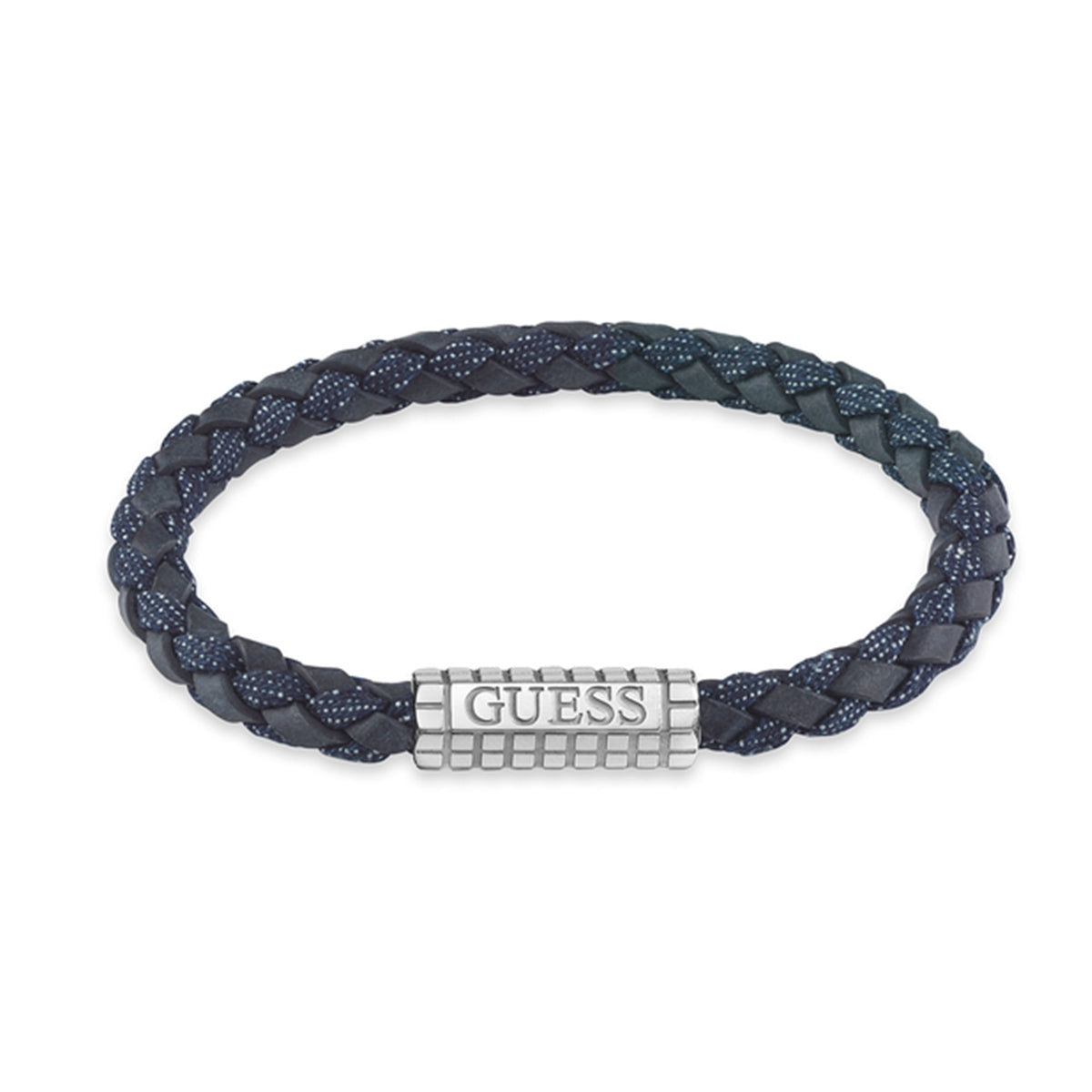 GUESS JEWELS JEWELRY Mod. JUMB05036JWSTDNS braided bracelet in blue with GUESS logo clasp.