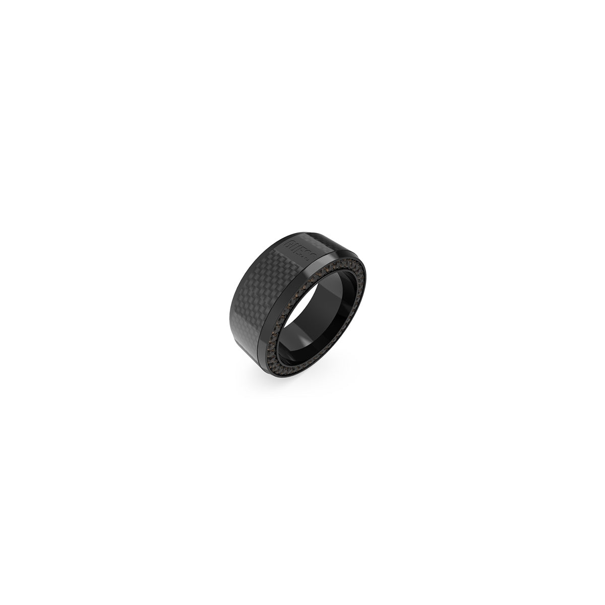 GUESS JEWELS JEWELRY Mod. JUMR04041JWBK62 black ring with textured design