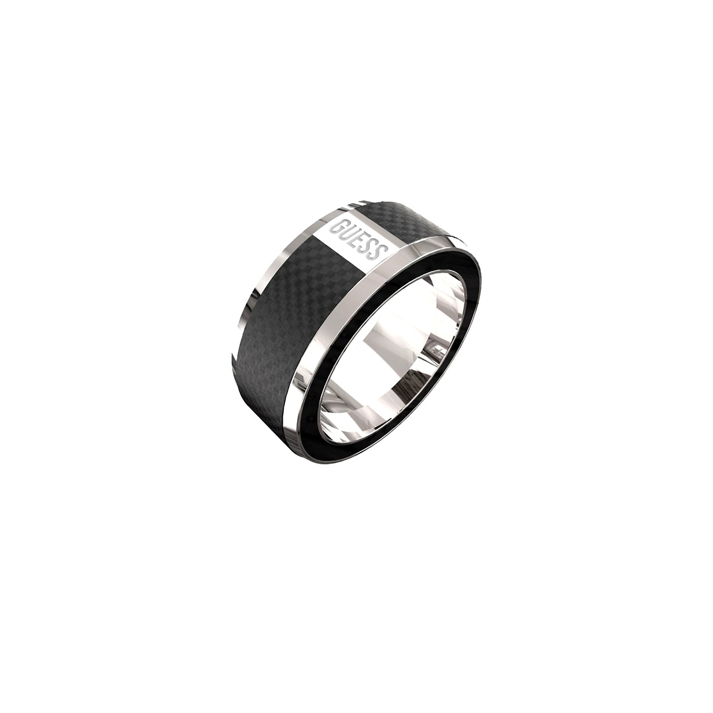 GUESS JEWELS JEWELRY Mod. JUMR04048JWSTBK62 black and silver ring