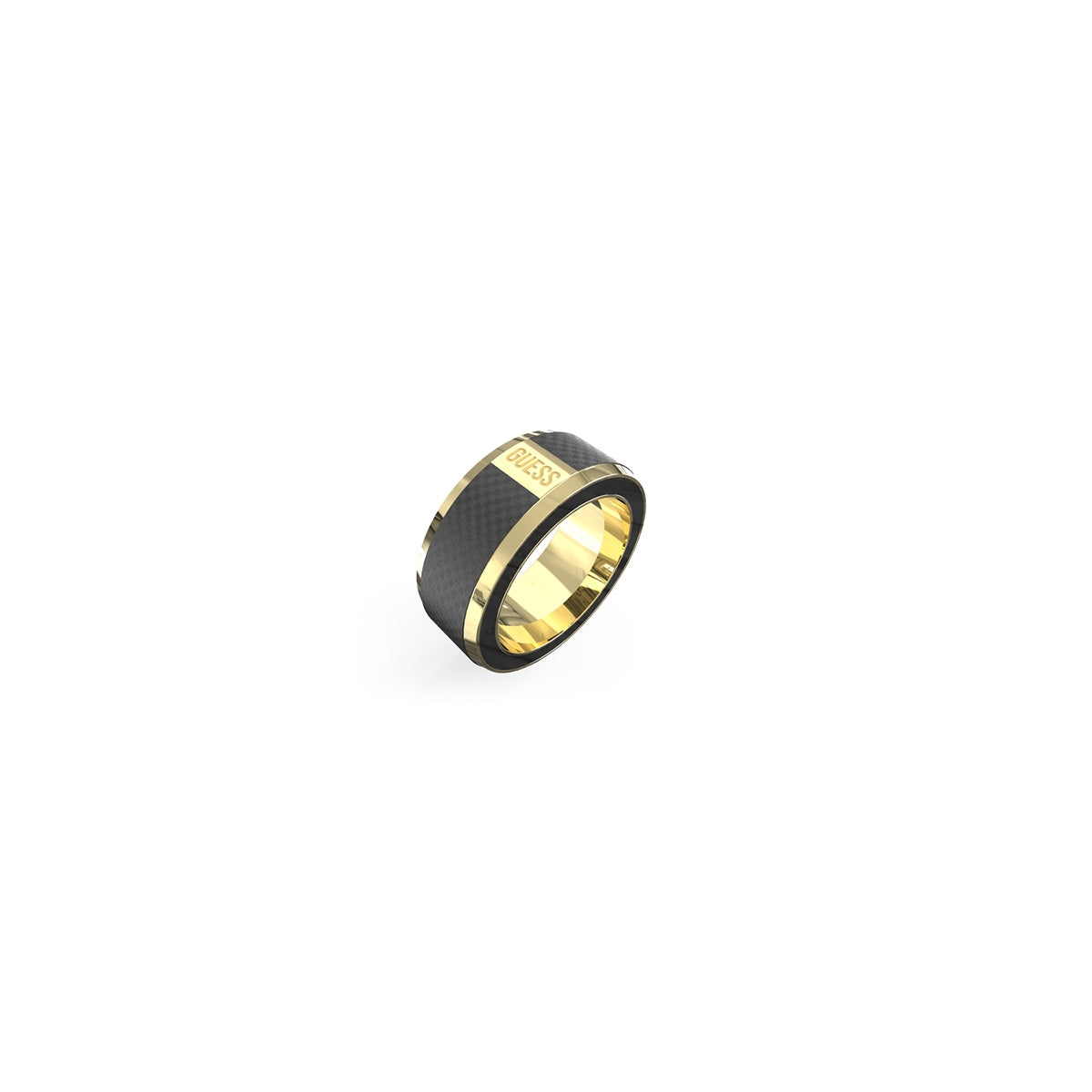 GUESS JEWELS JEWELRY Mod. JUMR04048JWYGBK62 gold and black ring
