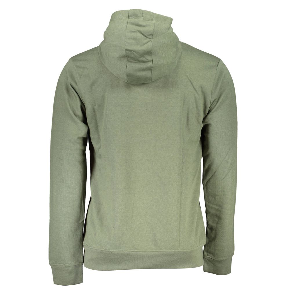 Back view of Gianmarco Venturi Green Cotton Sweatshirt with hood and central pocket.
