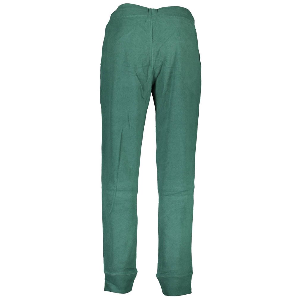Gianmarco Venturi Green Polyester Pant with elastic waistband, ankle cuffs, and logo embroidery, back view.