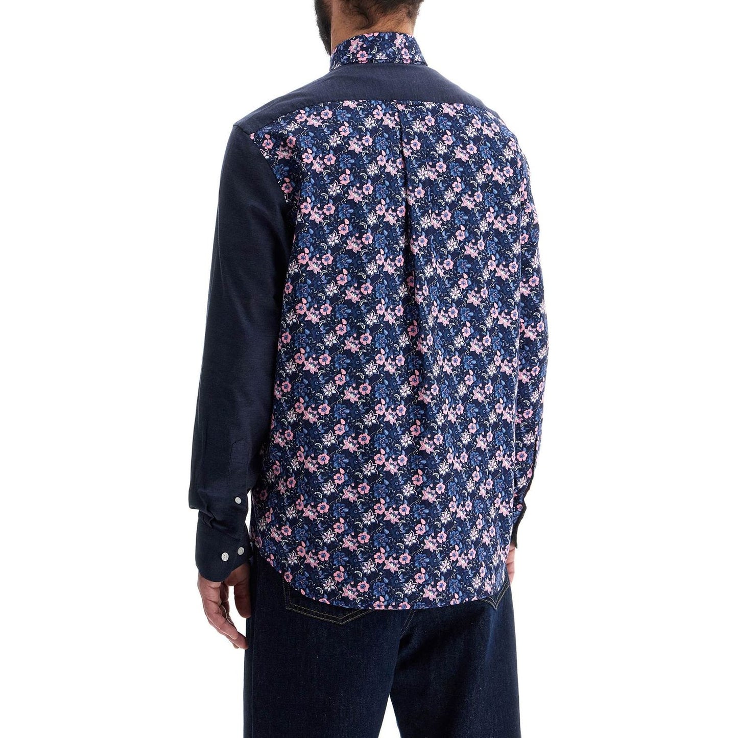 EDEN PARK blue floral long sleeve cotton regular fit shirt