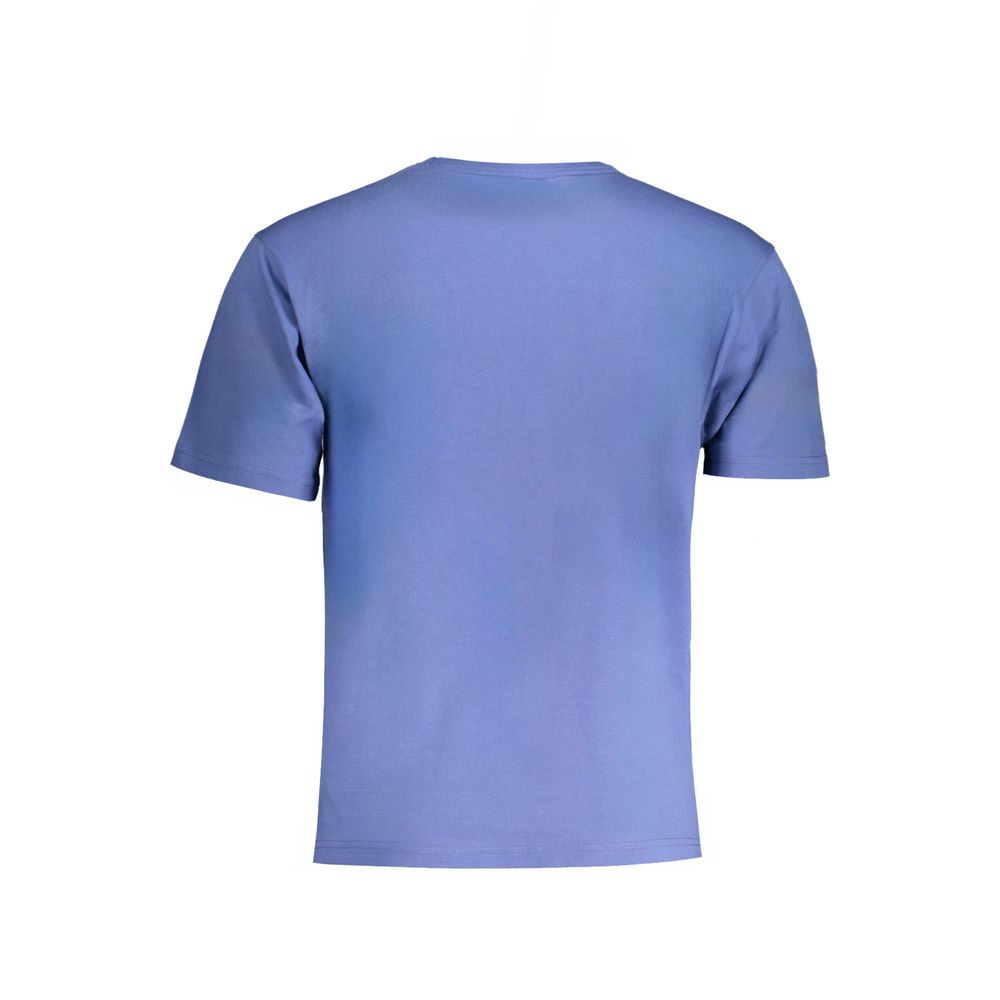 K-WAY Blue Cotton T-Shirt, short sleeve with crew neck, features 1 pocket and logo application.