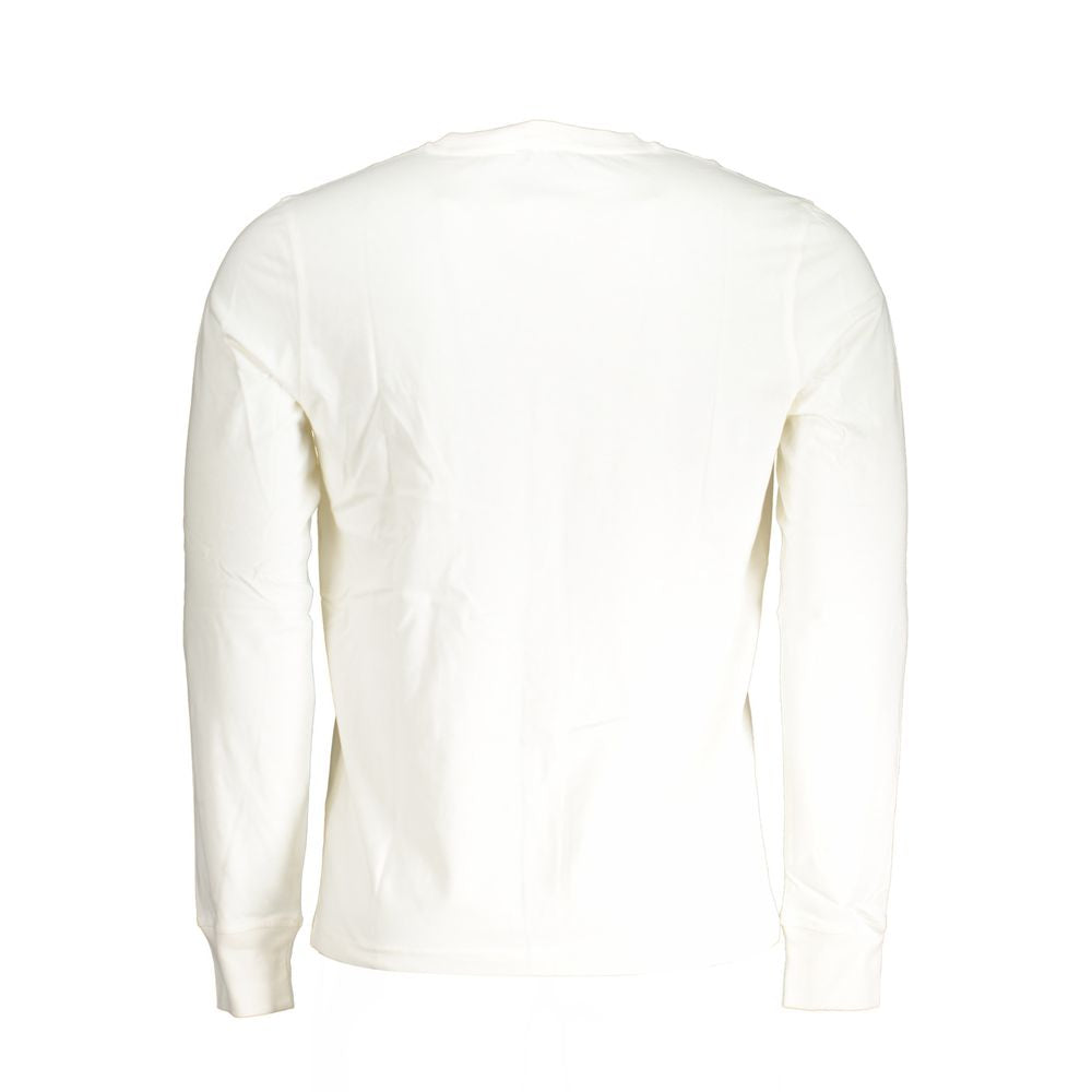 K-WAY White Cotton T-Shirt, long sleeve, crew neck, logo application, back view