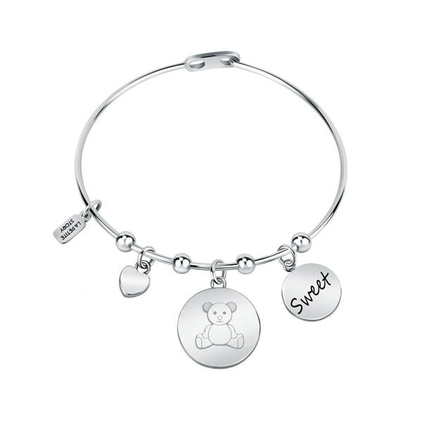 LA PETITE STORY JEWELRY Mod. LPS05ASF28 bracelet with charms, teddy bear and 'Sweet' inscription.
