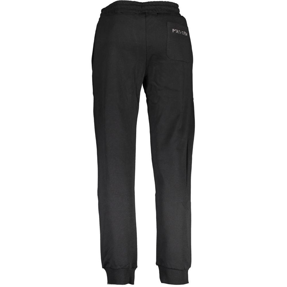 La Martina Black Cotton Pant with elastic waist and ankle, featuring 2 pockets, 1 back pocket, and logo embroidery.