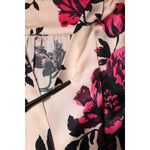Laneus Pink Floral Silk Long Sleeves V-neck Wrap Mini Dress DR281394-38