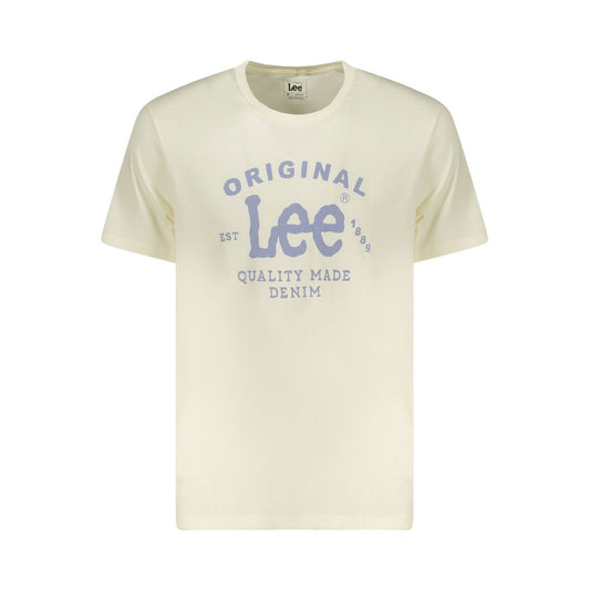 Lee Beige Cotton Men T-Shirt with logo, short sleeves, and regular fit.