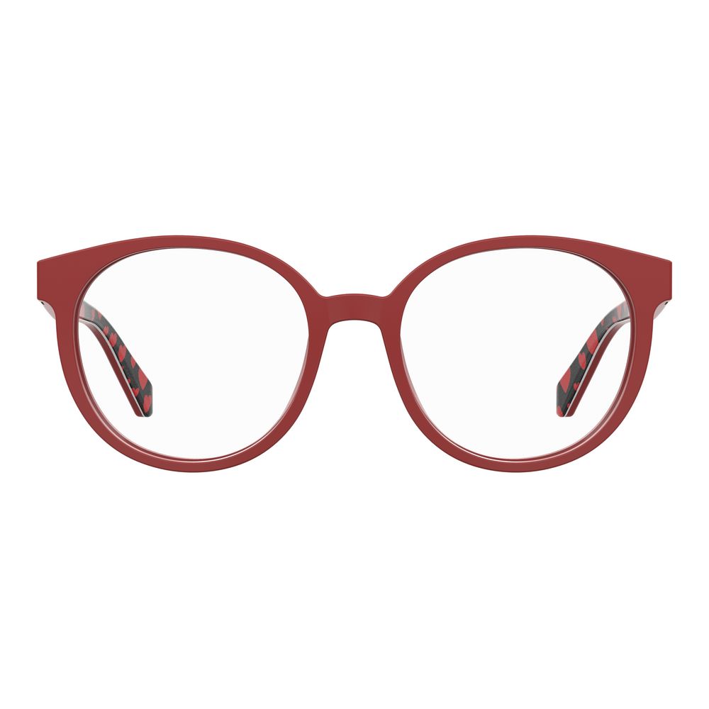 Love Moschino Multicolor Acetate Glasses (Frames) with red and grid pattern, measures 52/18/140mm.