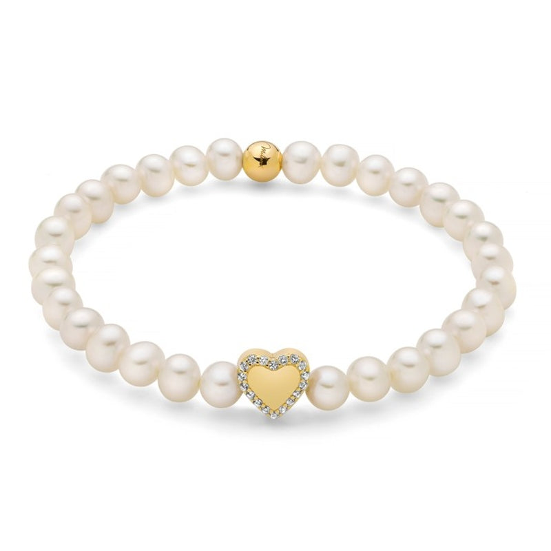 MILUNA Mod. PBR3505G-TPZ bracelet with pearls and a heart detail.