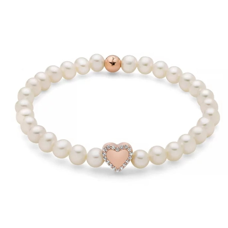 MILUNA Mod. PBR3505R-TPZ elegant pearl bracelet with heart charm