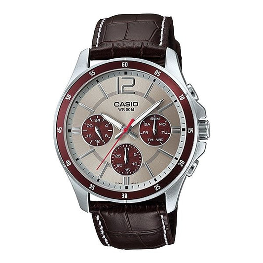 CASIO COLLECTION Mod. MULTIFUNCTION CALENDAR. LEATHER - TWO TONES-0