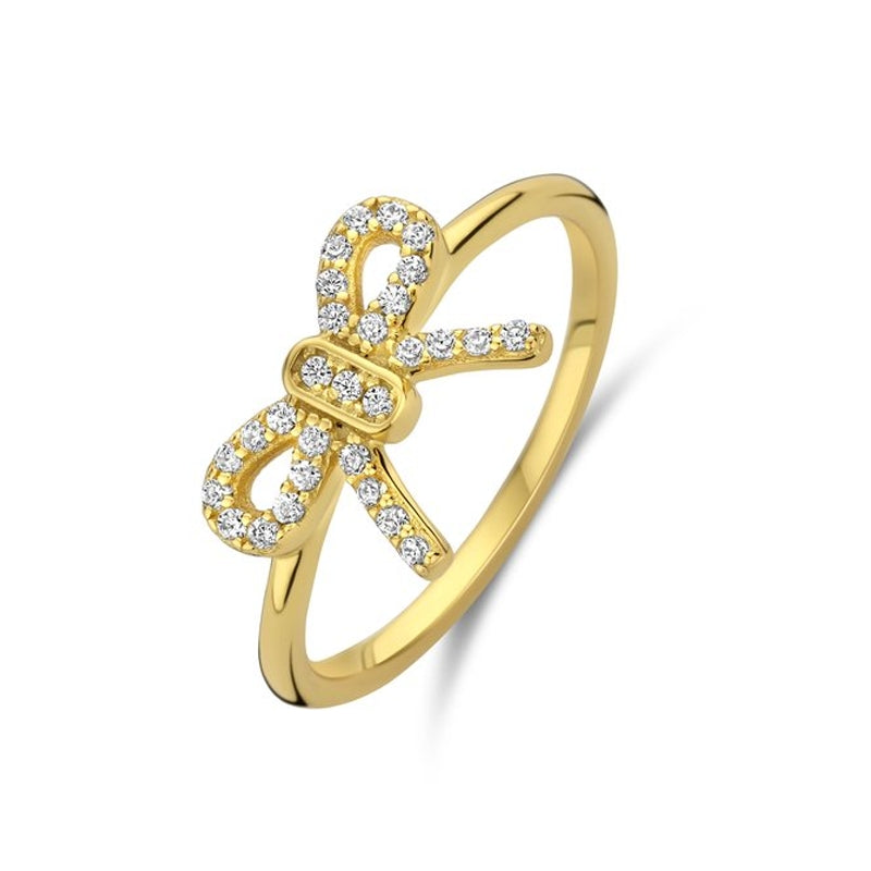 Elegant gold ring with a diamond-studded bow design, NEW BLING Mod. 9NB-1553-52, perfect for adding sparkle to any outfit.