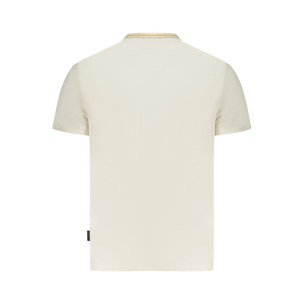 Napapijri White Cotton T-Shirt - short sleeve, regular fit, crew neck, with logo print, made from 100% organic cotton.