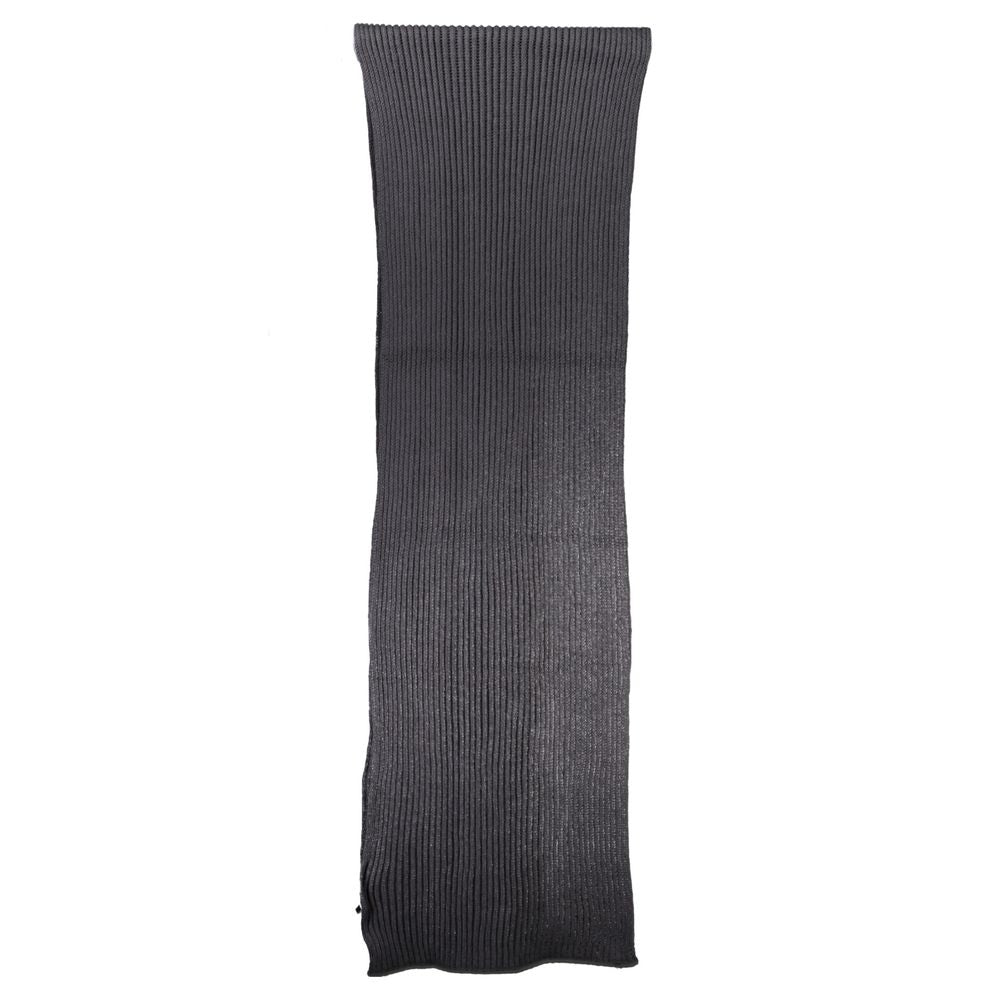 North Sails Black Cotton Scarf with logo, 30x190 cm, in elegant ribbed design.