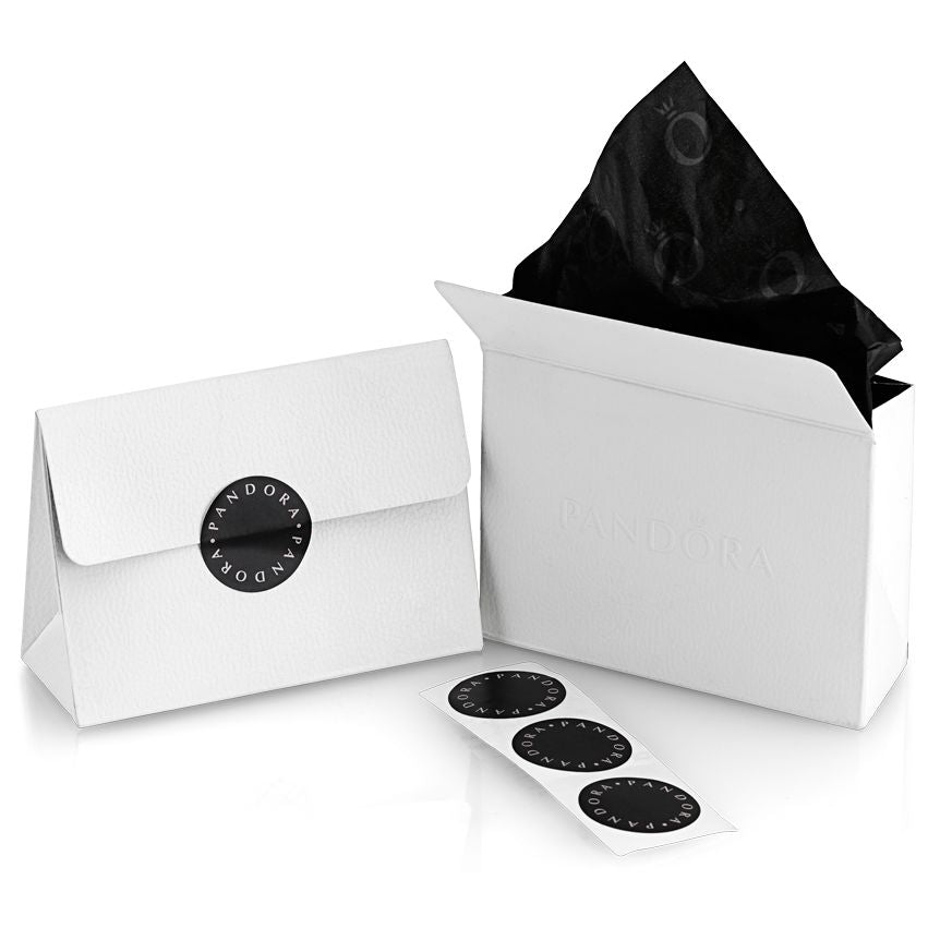 Elegant packaging for PANDORA JEWELRY Mod. 163832C00-56 featuring branded gift boxes and sticker seals.