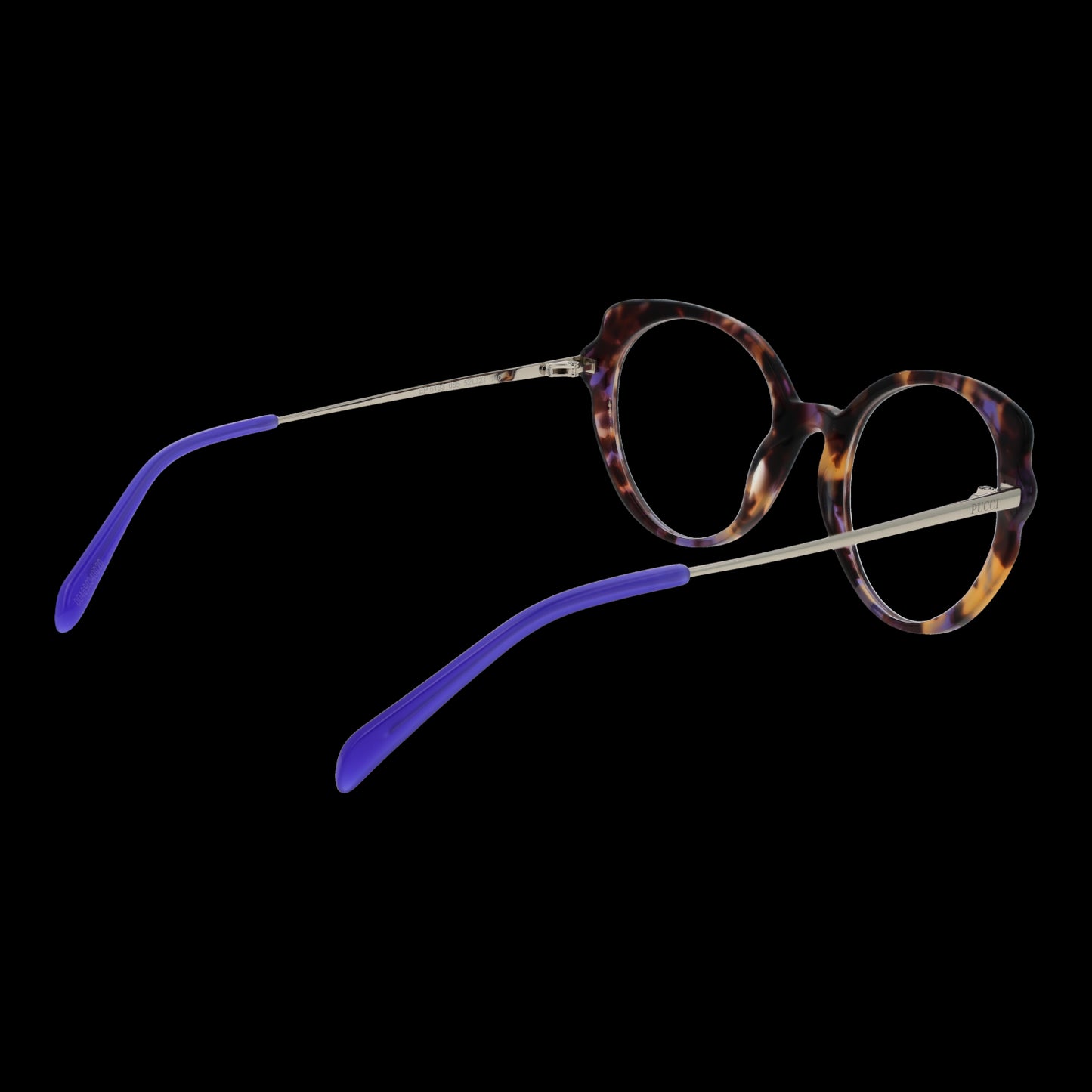 PUCCI MOD. EP5193 52055 ladies eyewear featuring round tortoiseshell frame and blue-accented arms, designed for sophisticated women.