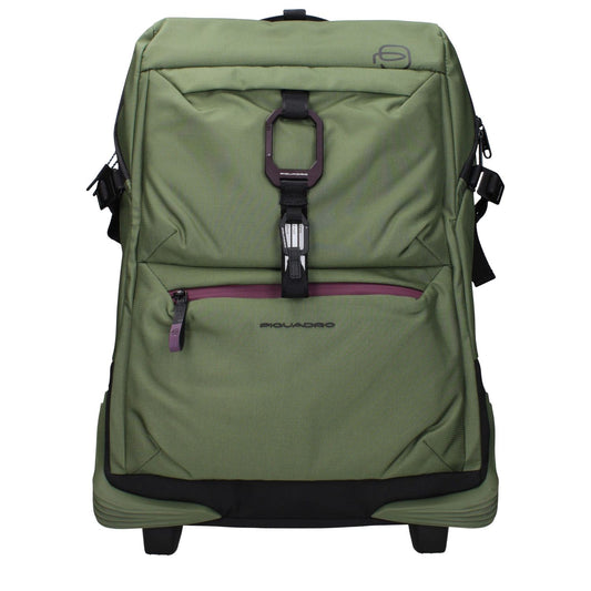 Piquadro Green Fabric Luggage And Travel trolley with adjustable handle and front logo, model MPN BV6379C20VE2.