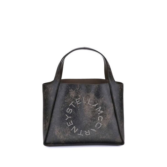 Stella McCartney Brown Calf Leather Bos Taurus Shoulder Bag with aged-effect finish and logo eyelets.