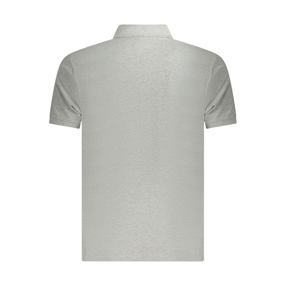 Back view of Timberland Gray Cotton Polo Shirt with slim fit, short sleeves, and embroidery logo