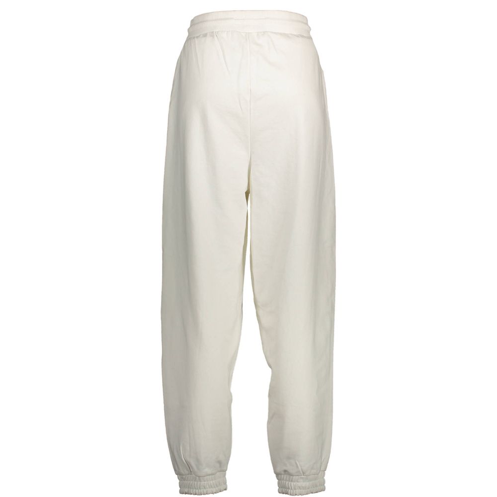 Tommy Hilfiger White Cotton Pant, sports trousers with elastic waistband and laces, two pockets, embroidery, brand logo, recycled fiber