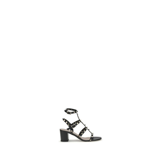 Valentino Garavani Black Calf Leather Bos Taurus Platform Sandals