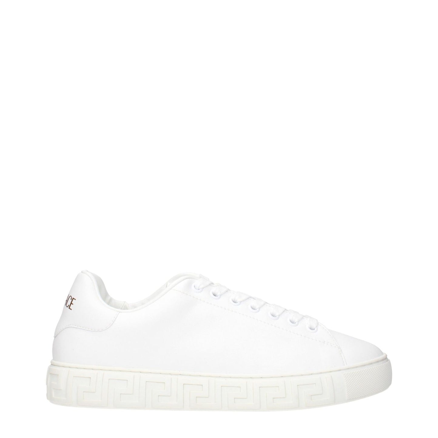 Versace White Leather Low Top Sneakers with logo detail on front and back, MPN 10144601A096081W010, in white leather, product code F84519.